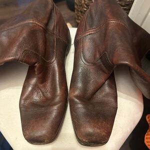 Frye Heath vintage Brown Leather Square-Toe Boots